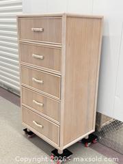 MaxSold Auction: Vintage c.1980s Rattan Highboy 5-Drawer Chest - Toronto (Ontario, Canada) PARTNER MANAGED Estate Sale Online Auction -  Esander Drive (STORAGE)