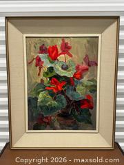 MaxSold Auction: Vintage Red Cyclamen Still Life Oil on Masonite Painting by Guttorn Otto - Toronto (Ontario, Canada) PARTNER MANAGED Estate Sale Online Auction -  Esander Drive (STORAGE)