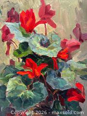 MaxSold Auction: Vintage Red Cyclamen Still Life Oil on Masonite Painting by Guttorn Otto - Toronto (Ontario, Canada) PARTNER MANAGED Estate Sale Online Auction -  Esander Drive (STORAGE)