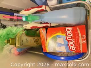 MaxSold Auction: Cleaning supplies bundle with dusters, cleaners and storage bin B - Barrie (Ontario, Canada) Downsizing Online Auction - Wessenger Drive