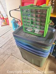 MaxSold Auction: Plastic Stackable Storage Totes & Small Parts Drawer Organizer A - Barrie (Ontario, Canada) Downsizing Online Auction - Wessenger Drive