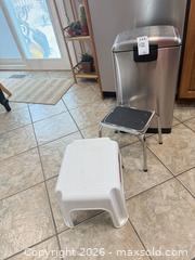 MaxSold Auction: Rubbermaid White Step Stool, Chrome Step Stool & Stainless Trash Can C - Barrie (Ontario, Canada) Downsizing Online Auction - Wessenger Drive