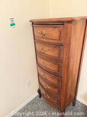 MaxSold Auction: Traditional Wood Veneer Chest of Drawers with Brass Pulls C - Barrie (Ontario, Canada) Downsizing Online Auction - Wessenger Drive