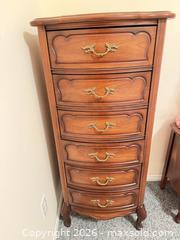 MaxSold Auction: Traditional Wood Veneer Chest of Drawers with Brass Pulls C - Barrie (Ontario, Canada) Downsizing Online Auction - Wessenger Drive