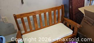 MaxSold Auction: Wood Bench with Cushion C - Barrie (Ontario, Canada) Downsizing Online Auction - Wessenger Drive
