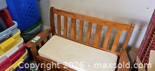 MaxSold Auction: Wood Bench with Cushion C - Barrie (Ontario, Canada) Downsizing Online Auction - Wessenger Drive