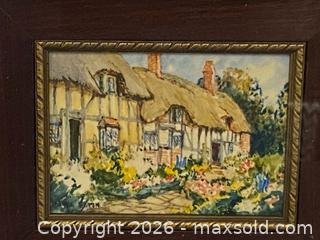 MaxSold Auction: Original Listed British/Canadian Artist Maria Hampshire Eaton (1862-1944) Anne Hathaway's Cottage Watercolour and Gouache on Iverite - St. Catharines (Ontario, Canada) SELLER MANAGED Estate Sale Online Auction - Monique Crescent