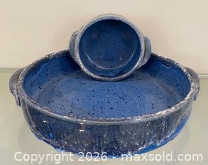 MaxSold Auction: Vintage Cobalt Blue Pottery Stoneware Serving Drip Glaze  - St. Catharines (Ontario, Canada) SELLER MANAGED Estate Sale Online Auction - Monique Crescent