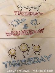 MaxSold Auction: Hand-Embroidered Weekday Flour Sack Towels - Oakland (California, USA) PARTNER MANAGED Estate Sale Online Auction - Monterey Boulevard