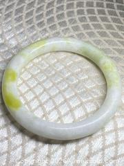 MaxSold Auction: Natural Nephrite Jade Bangle Bracelet, White & Green, 58mm - Vancouver (British Columbia, Canada) SELLER MANAGED Reseller Online Auction - East 7th Avenue (STORAGE)