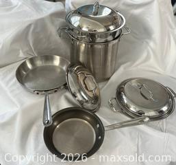 MaxSold Auction: All-Clad Stainless Steel Cookware Lot — 8 Pieces (Lids Included) - Induction compatible (except stockpot) - San Francisco (California, USA) SELLER MANAGED Downsizing Online Auction - Hudson Avenue
