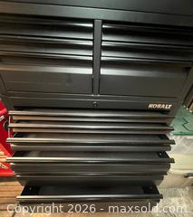 MaxSold Auction: Kobalt Matte Black Lockable Two-Piece Rolling Tool Chest & Cabinet - San Francisco (California, USA) SELLER MANAGED Downsizing Online Auction - Hudson Avenue