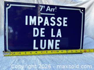 MaxSold Auction: Paris Enamel Street Sign "Impasse de la Lune" - San Francisco (California, USA) SELLER MANAGED Downsizing Online Auction - Hudson Avenue