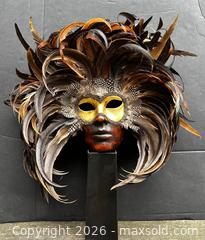 MaxSold Auction: Venetian Natural Feather Carnival Full-Face Mask by Laboratorio Artigiano - San Francisco (California, USA) SELLER MANAGED Downsizing Online Auction - Hudson Avenue