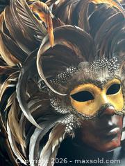 MaxSold Auction: Venetian Natural Feather Carnival Full-Face Mask by Laboratorio Artigiano - San Francisco (California, USA) SELLER MANAGED Downsizing Online Auction - Hudson Avenue