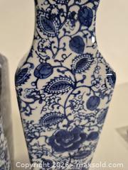 MaxSold Auction: Pair of Blue and White Floral Ceramic Vases - Oshawa (Ontario, Canada) SELLER MANAGED Commercial Liquidation Online Auction - Bond Street West