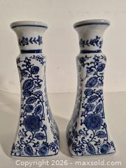 MaxSold Auction: Pair of Blue and White Taper Ceramic Candle Holders - Oshawa (Ontario, Canada) SELLER MANAGED Commercial Liquidation Online Auction - Bond Street West