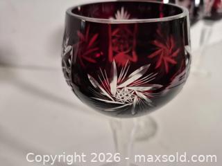MaxSold Auction: Set of 4 Lausitzer Cut Crystal Ruby Wine Goblets - Oshawa (Ontario, Canada) SELLER MANAGED Commercial Liquidation Online Auction - Bond Street West