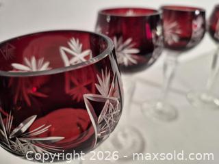 MaxSold Auction: Set of 4 Lausitzer Ruby Cut Crystal Wine Goblets - Oshawa (Ontario, Canada) SELLER MANAGED Commercial Liquidation Online Auction - Bond Street West