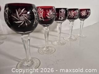 MaxSold Auction: Set of 5 Lausitzer Ruby Cut Crystal Wine Goblets - Oshawa (Ontario, Canada) SELLER MANAGED Commercial Liquidation Online Auction - Bond Street West