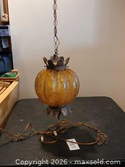 MaxSold Auction: Hanging Amber Glass Swag Lamp  - Hamilton (Ontario, Canada) SELLER MANAGED Estate Sale Online Auction -  Glendale Avenue South