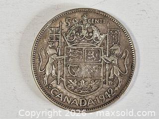 MaxSold Auction: 1942 Canada Silver Half Dollar Coin  - Kingston (Ontario, Canada) SELLER MANAGED Downsizing Online Auction - Woodbine Road