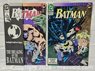MaxSold Auction: Batman #496 , 497  1st Print DC Comic Book Bane Breaks Bat Cover Knightfall - Kingston (Ontario, Canada) SELLER MANAGED Downsizing Online Auction - Woodbine Road
