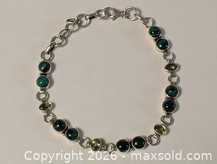 MaxSold Auction: Sterling Silver 8" Bracelet Multi Green Stone Settings  - Kingston (Ontario, Canada) SELLER MANAGED Downsizing Online Auction - Woodbine Road