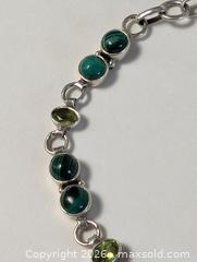 MaxSold Auction: Sterling Silver 8" Bracelet Multi Green Stone Settings  - Kingston (Ontario, Canada) SELLER MANAGED Downsizing Online Auction - Woodbine Road