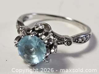 MaxSold Auction: Sterling Silver Aqua Marine Ring Size 7  - Kingston (Ontario, Canada) SELLER MANAGED Downsizing Online Auction - Woodbine Road