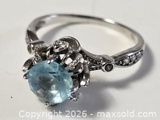 MaxSold Auction: Sterling Silver Aqua Marine Ring Size 7  - Kingston (Ontario, Canada) SELLER MANAGED Downsizing Online Auction - Woodbine Road