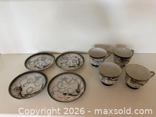 MaxSold Auction: Vintage 3D Moriage Dragonware Demitasse Cups & Saucers Set - Saratoga (California, USA) SELLER MANAGED Estate Sale Online Auction - Allendale Avenue
