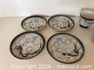MaxSold Auction: Vintage 3D Moriage Dragonware Demitasse Cups & Saucers Set - Saratoga (California, USA) SELLER MANAGED Estate Sale Online Auction - Allendale Avenue
