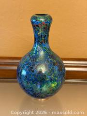 MaxSold Auction: Vintage Chinoiserie Blue Gold Floral Cloisonne Vase - Saratoga (California, USA) SELLER MANAGED Estate Sale Online Auction - Allendale Avenue
