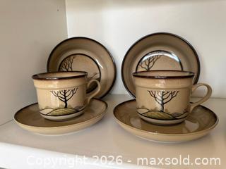 MaxSold Auction: Vintage Denby Savoy Stoneware Coffee Tea Cup Teacup Saucer & Plates Set  - Saratoga (California, USA) SELLER MANAGED Estate Sale Online Auction - Allendale Avenue