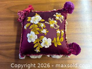 MaxSold Auction: Vintage Embroidered Floral Throw Pillow - Saratoga (California, USA) SELLER MANAGED Estate Sale Online Auction - Allendale Avenue