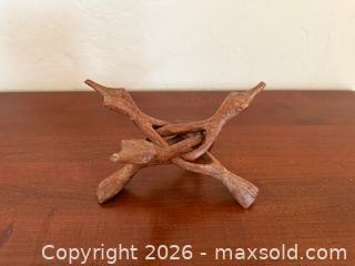 MaxSold Auction: Vintage Hand Carved Wooden Cobra Tripod Stand - Saratoga (California, USA) SELLER MANAGED Estate Sale Online Auction - Allendale Avenue