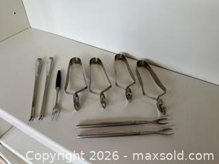 MaxSold Auction: Vintage Hors D'oeuvre / Appetizer/ Seafood Forks & Escargot Tongs - Saratoga (California, USA) SELLER MANAGED Estate Sale Online Auction - Allendale Avenue