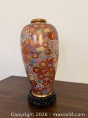 MaxSold Auction: Vintage Japanese Floral Satsuma Vase, Baluster Shape with Gilded Accent - Saratoga (California, USA) SELLER MANAGED Estate Sale Online Auction - Allendale Avenue