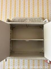 MaxSold Auction: Vintage White Wicker Woven Cabinet, Hanging/Tabletop - Saratoga (California, USA) SELLER MANAGED Estate Sale Online Auction - Allendale Avenue