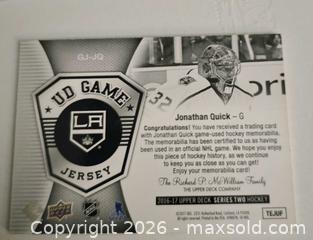MaxSold Auction: Johnathan Quick Jersey Card - Kingston (Ontario, Canada) SELLER MANAGED Downsizing Online Auction - Morenz Crescent