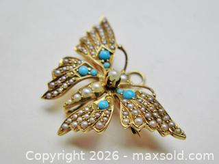 MaxSold Auction: Antique 14K Gold Butterfly Brooch/Pendant/Watch Pin  - Aurora (Ontario, Canada) PARTNER MANAGED Downsizing Online Auction - Murray Drive