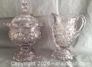 MaxSold Auction: Antique Pressed Glass Creamer and Sugar Bowl  - Aurora (Ontario, Canada) PARTNER MANAGED Downsizing Online Auction - Murray Drive