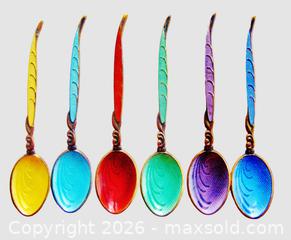 MaxSold Auction: Harrod's Boxed Set Enamelled Sterling Silver Demitasse Spoons  - Aurora (Ontario, Canada) PARTNER MANAGED Downsizing Online Auction - Murray Drive