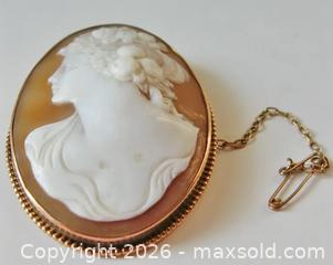 MaxSold Auction: Large 9ct Rose Gold Antique Cameo Brooch - Aurora (Ontario, Canada) PARTNER MANAGED Downsizing Online Auction - Murray Drive