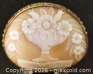 MaxSold Auction: Large Shell Carved Mourning Cameo Brooch - Aurora (Ontario, Canada) PARTNER MANAGED Downsizing Online Auction - Murray Drive