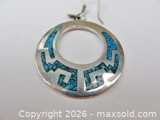 MaxSold Auction: Mexican Sterling Silver Turquoise Chip Inlay Hoop Earrings  - Aurora (Ontario, Canada) PARTNER MANAGED Downsizing Online Auction - Murray Drive