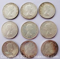 MaxSold Auction: Nine Queen Elizabeth II Canadian Silver Half Dollar Coins  - Aurora (Ontario, Canada) PARTNER MANAGED Downsizing Online Auction - Murray Drive