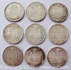 MaxSold Auction: Nine Queen Elizabeth II Canadian Silver Half Dollar Coins  - Aurora (Ontario, Canada) PARTNER MANAGED Downsizing Online Auction - Murray Drive
