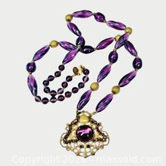 MaxSold Auction: Signed Miriam Haskell Amethyst Glass Necklace - Aurora (Ontario, Canada) PARTNER MANAGED Downsizing Online Auction - Murray Drive